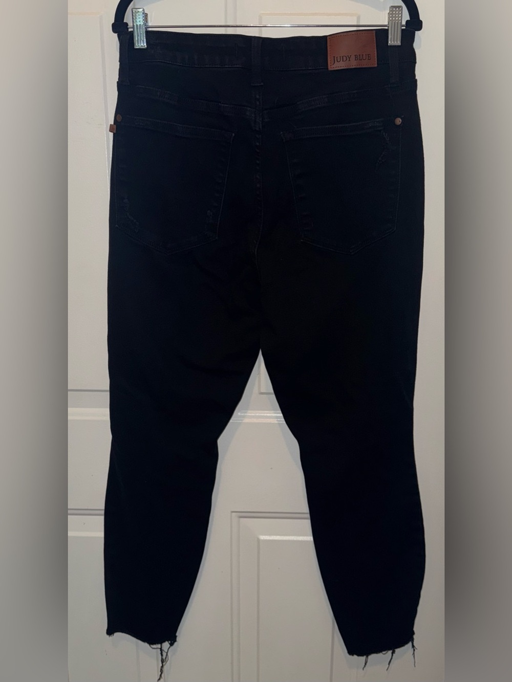 Judy Blue Black Distressed Skinny Jeans Size 14W High Rise Raw Hem Quiet Wealth - Picture 11 of 14